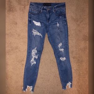 Express Jeans Stretch Ankle Legging Distressed